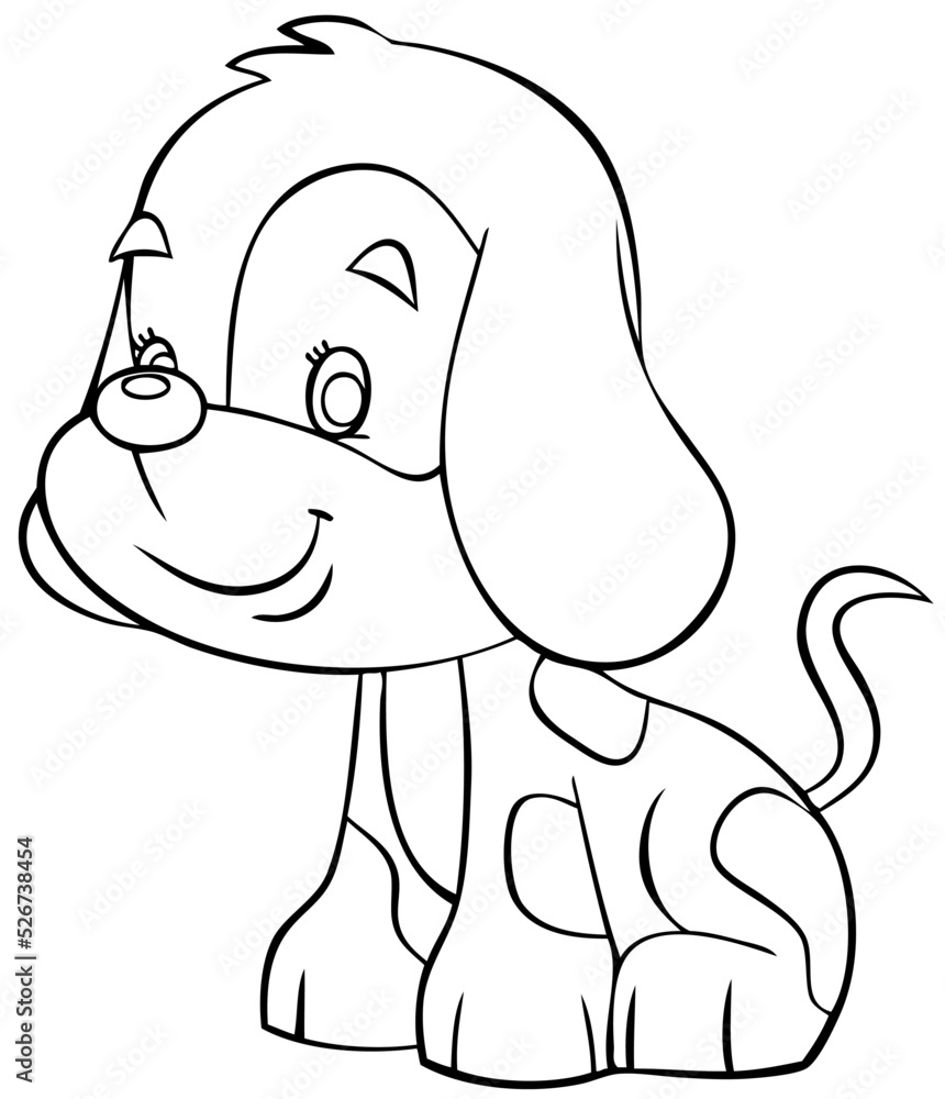 Pup. Element for coloring page. Cartoon style. Stock Vector | Adobe Stock