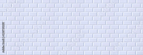 White ceramic tile wall background in panoramic view