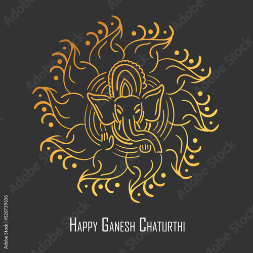 Happy Ganesh Chaturthi Festival Becground Template with Lord Ganesha Head. Simple card