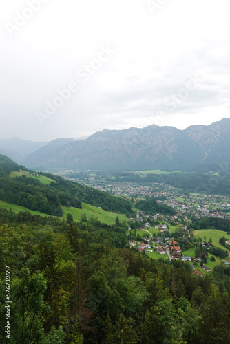 The view from Ewige Wand hiking and mountain biking path to Bad Goisern, Austria