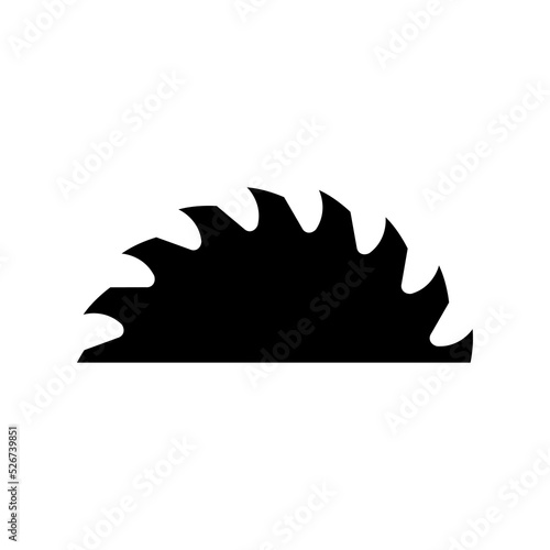 A circular saw blade. Half sawblade. Isolated illustration on white background. 