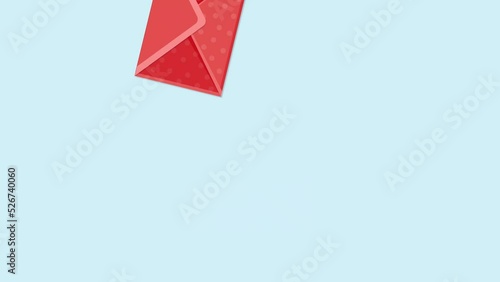 Animation of an envelope with a letter for Valentine's Day, March 8 and other holidays. Giving love mail.