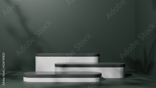 Wallpaper Mural natural dark green pedestal or podium display, empty platform for product showcase, 3D Rendering Torontodigital.ca