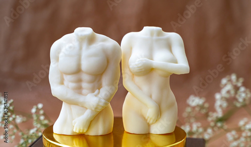 Man and woman. Nude figures of male and female bodies. Intimacy concept