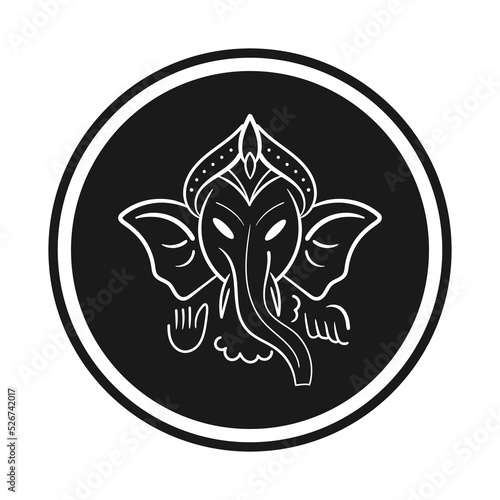 Happy Ganesh Chaturthi Festival Bacground Template with Lord Ganesha Head. Simple card with round icon