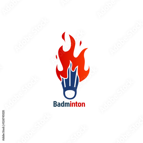 Badminton shuttlecock with fire  Icon. Simple fire shuttlecock Icon Symbol logo for badminton sport vector isolated