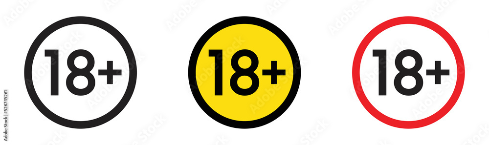 18 plus age sign icon, vector illustration 18 plus age sign icon, vector illustration
