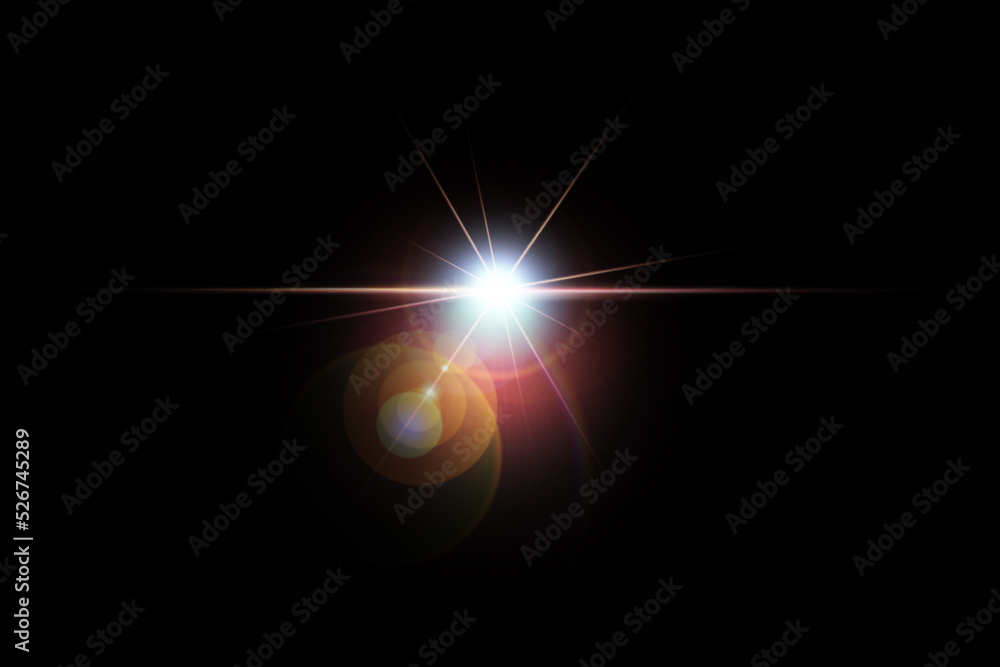 optical digital lens flare on black background