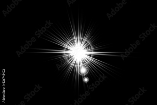 Lens Flare light over Black Background. Easy to add overlay or screen filter over Photos