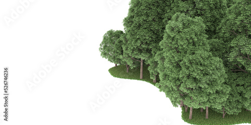 Forest on transparent background. 3d rendering - illustration