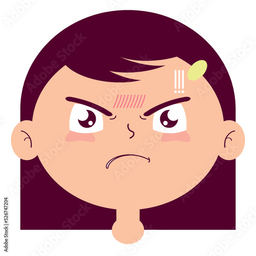 girl angry face cartoon cute