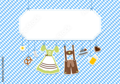 Hängende Icons Oktoberfest Grün Braun Schild Diagonales Rautenmuster