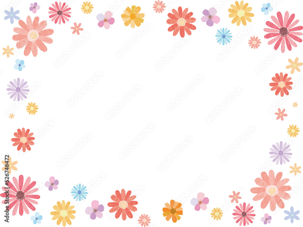 floralflowerframeかわいいイラストカラフル小花フレーム枠素材