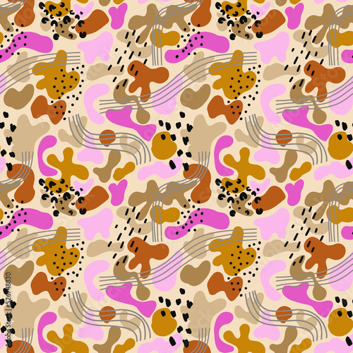 seamless colorful  pattern with lines drops and spots