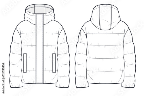 Obraz na płótnie Unisex quilted padded Jacket technical fashion Illustration