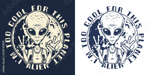 Kind alien logotype vintage monochrome