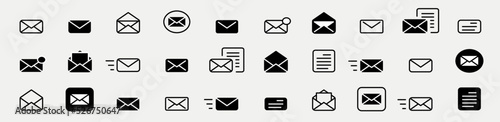 Email icon collection. Mail icon set. Envelope icon. Email sign and symbol. Computer and mobile app. Envelope illustration. Vector illustration