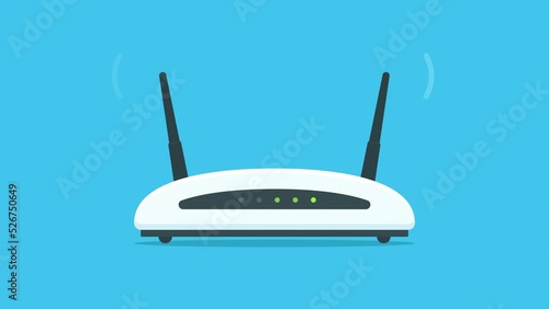 Wireless router sending and receiving data animation