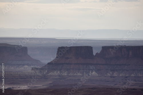 Scenic American Landscape and Red Rock Mountains in Desert Canyon. Spring Season. Canyonlands National Park. Utah, United States. Nature Background. Sunset © edb3_16