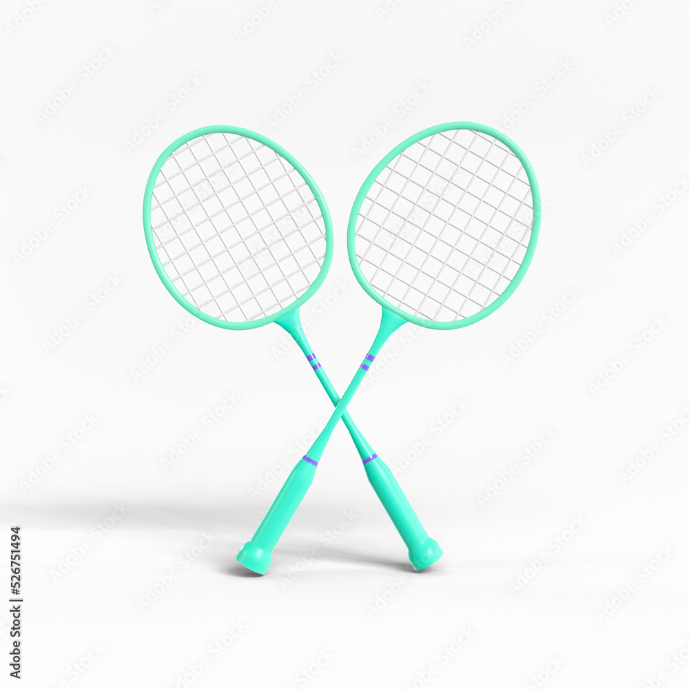 Badminton racket and shuttlecock icon Isolated 3d render Illustration Badminton racket and shuttlecock icon Isolated 3d render Illustration