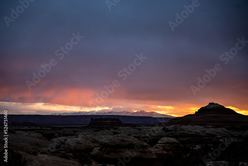 Sunrise Over The La Sal Mountains Seen From The Needles