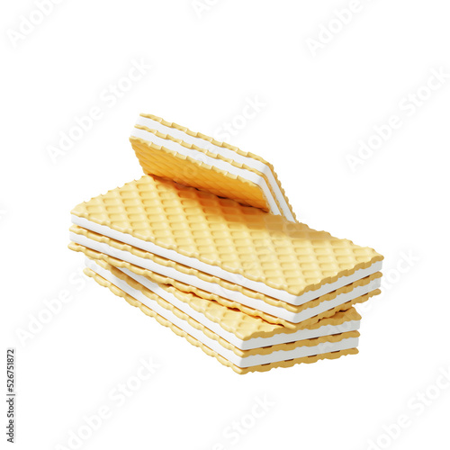 Vanilla wafer with cream icon isolated 3d render illustration photo