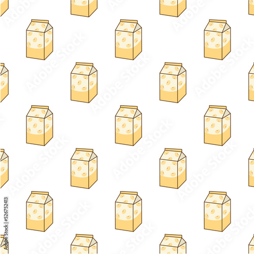 Pattern; hand drawn flat cartoon vector illustration of soy milk carton isolated on white background