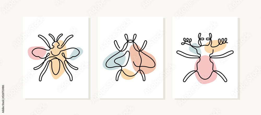 Insects  continuous line vector posters