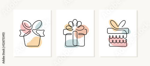 Gift box continuous line posters