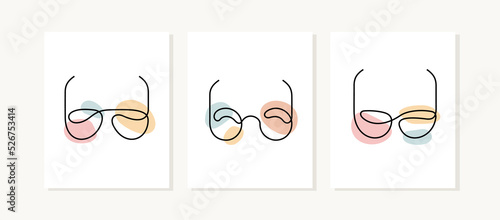 Eye glasses continuous line illustrations