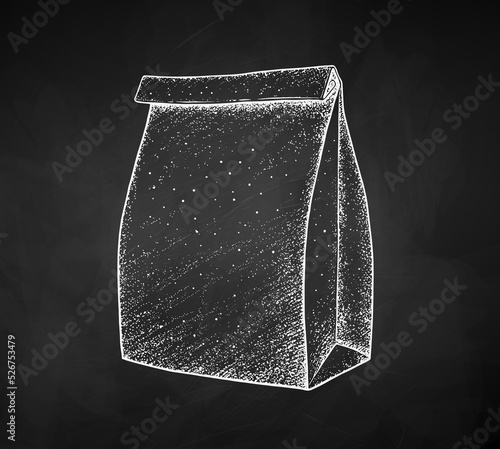 Sketchy chalk drawn illustration of paper bag