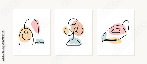 House appliances continuous line posters