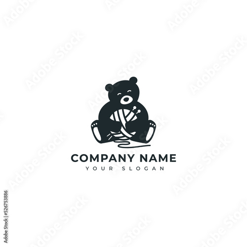 Knitting bear logo vector design template