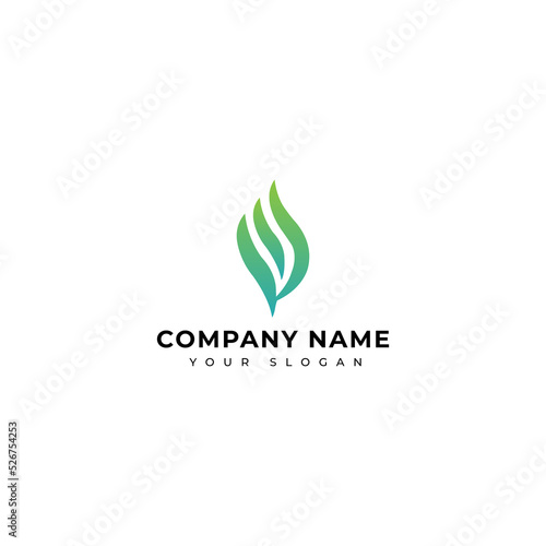Fire and leaf logo vector design template