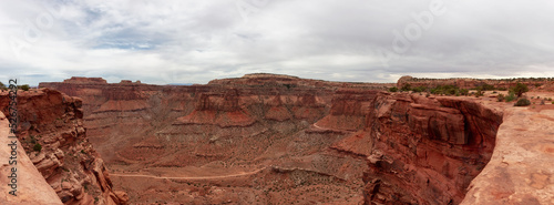 Scenic American Landscape and Red Rock Mountains in Desert Canyon. Spring Season. Canyonlands National Park. Utah, United States. Nature Background Panorama © edb3_16