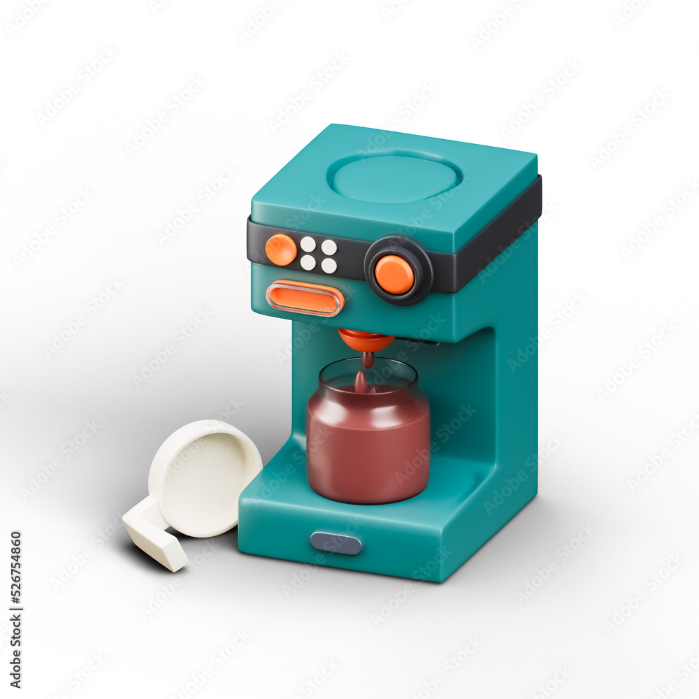 Coffee Maker with cups icon isolated 3d render illustration Coffee Maker with cups icon isolated 3d render illustration