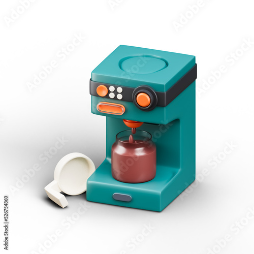 Fototapeta Naklejka Na Ścianę i Meble -  Coffee Maker with cups icon isolated 3d render illustration