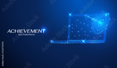 Abstract business, financial, trade analysis with laptop low poly wireframe concept vector. Digital archery investment goal illustration.