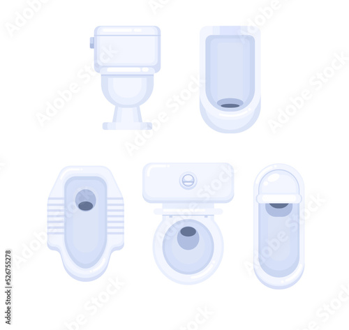 Toilet closet and urinal modern and traditional symbol collection set illustration vector