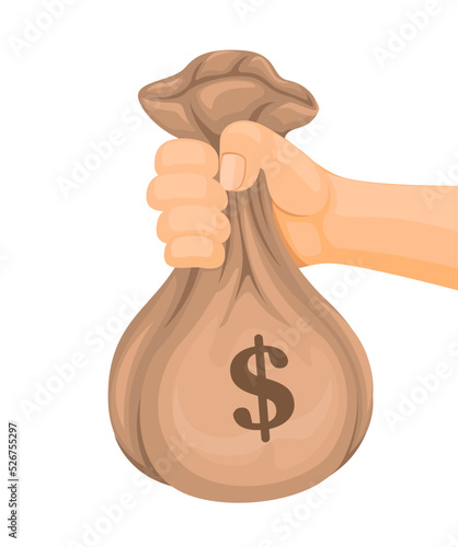 Hand hold bag of money symbol illustration vector