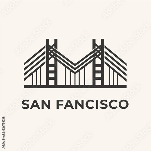 Vector design Illustration of San Francisco gate bridge famous building architecture bridge logo design.symbol,icon
