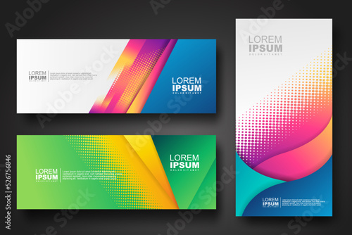 Banner set design template in trendy dynamic gradient colors