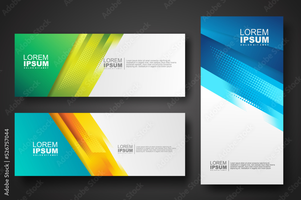 Banner set design template in trendy dynamic gradient colors Banner set design template in trendy dynamic gradient colors