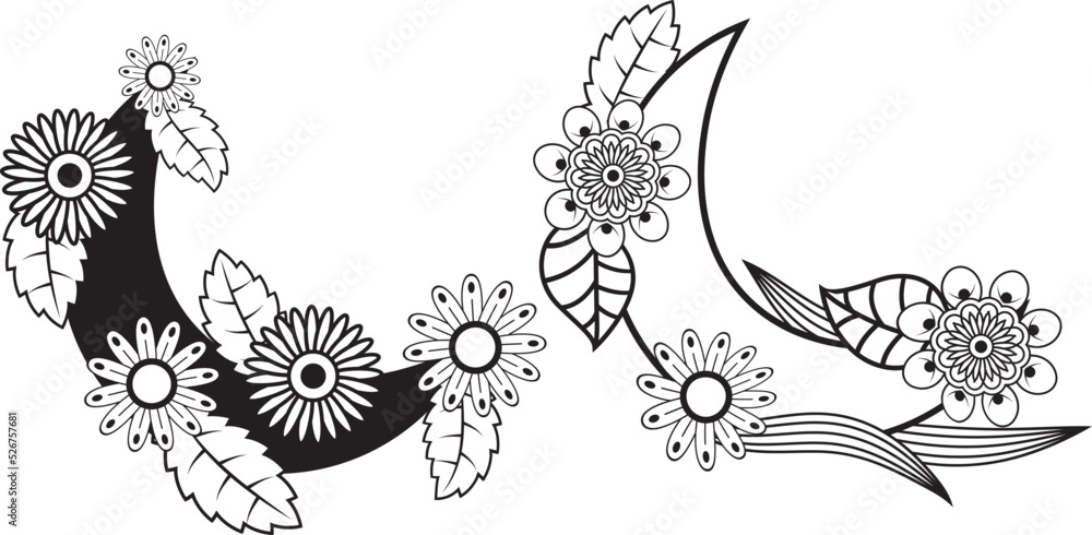 Obraz premium Arabic floral Moon pattern background, moon coloring page