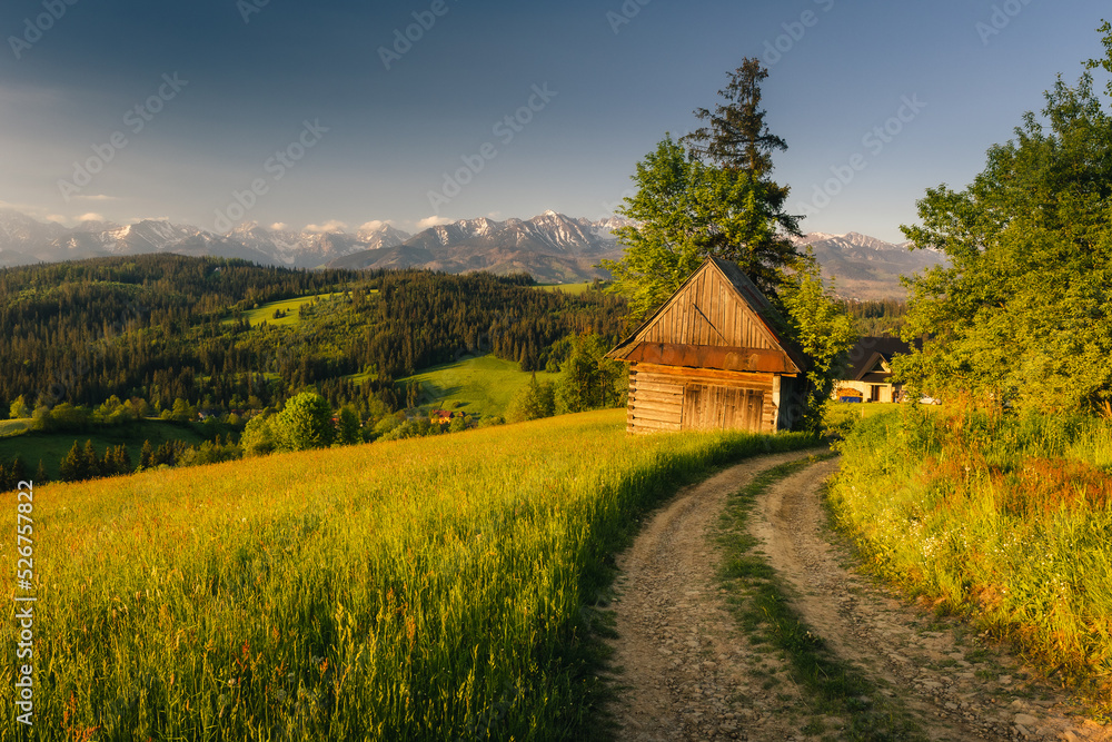 Spring view of the Tatra Mountains in Poland from Spisz and Podhale. Beautiful views from one of the most beautiful places in Małopolska. Spring view of the Tatra Mountains in Poland from Spisz and Podhale. Beautiful views from one of the most beautiful places in Małopolska.