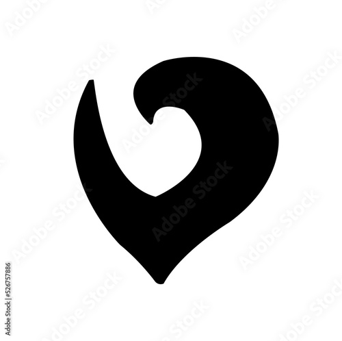 Calligraphy isolated black marker letter V on the white background, part of alphabet, for logo, signature