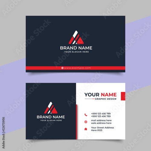 Red modern creative business card and name card horizontal simple clean template vector design	