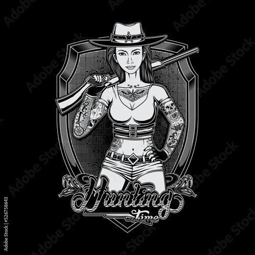 illustration of a hunter woman