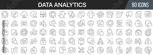 Data analytics line icons collection. Big UI icon set in a flat design. Thin outline icons pack. Vector illustration EPS10 © stas111