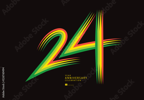 24 years anniversary celebration logotype colorful line vector, 24th birthday logo, 24 number design, Banner template, logo number elements for invitation card, poster, t-shirt.